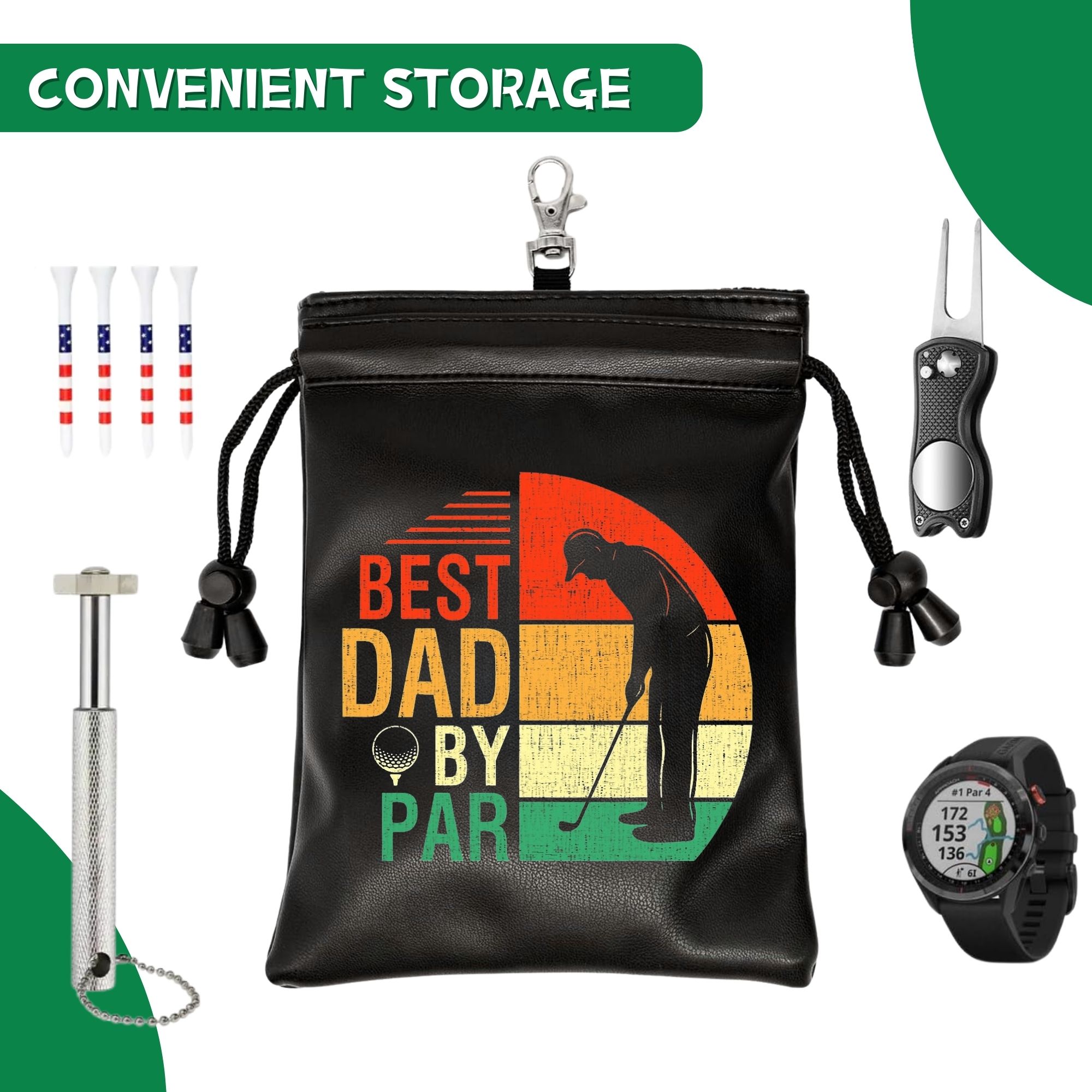 Funny Golf Tee Pouch Best Dad  - Golf Equipment Drawing 评论和价格
